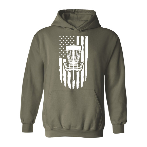 Disc Golf Hoodie PATRIOTIC AMERICAN Flag Discgolfing Sweatshirt - Picture 1 of 11